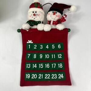 Prima Creations Hanging Advent Calendar 24 Pockets Snowman Plush Head Wall Decor